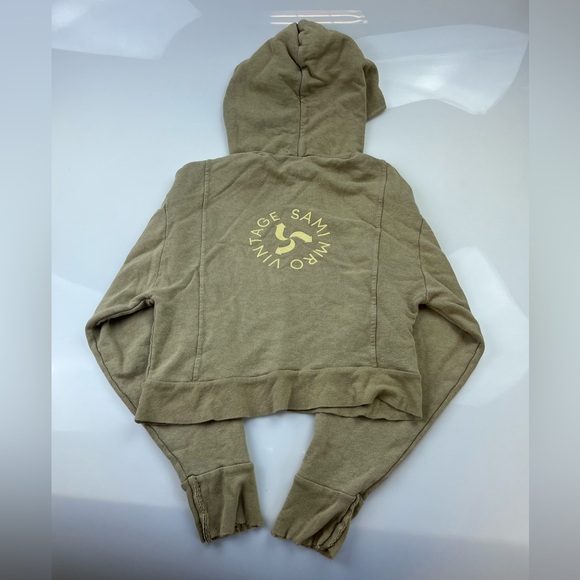 Sami Miro Vintage MINI SAFETY PIN HOODIE IN TAUPE TERRY N241-30 - Picture 4 of 7
